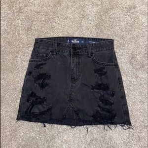 black ripped jean skirt